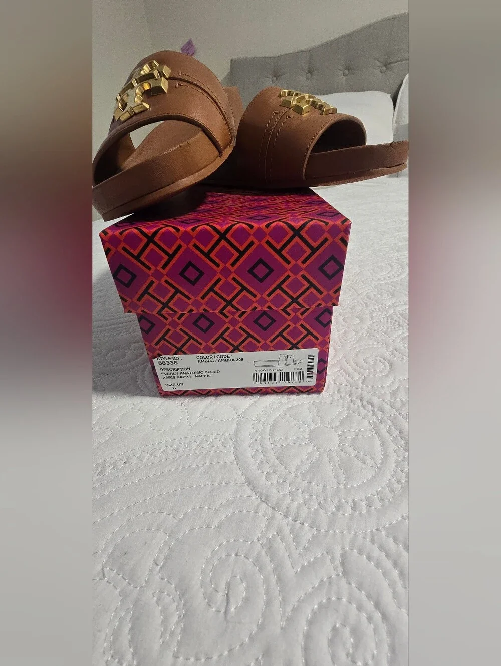 Tory Burch Everly Anatomic Cloud Nappa  Slide sandals Size 6